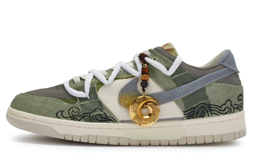 Nike Dunk Slip-Resistant Low-Top Skateboard Shoes Men's Beige Green