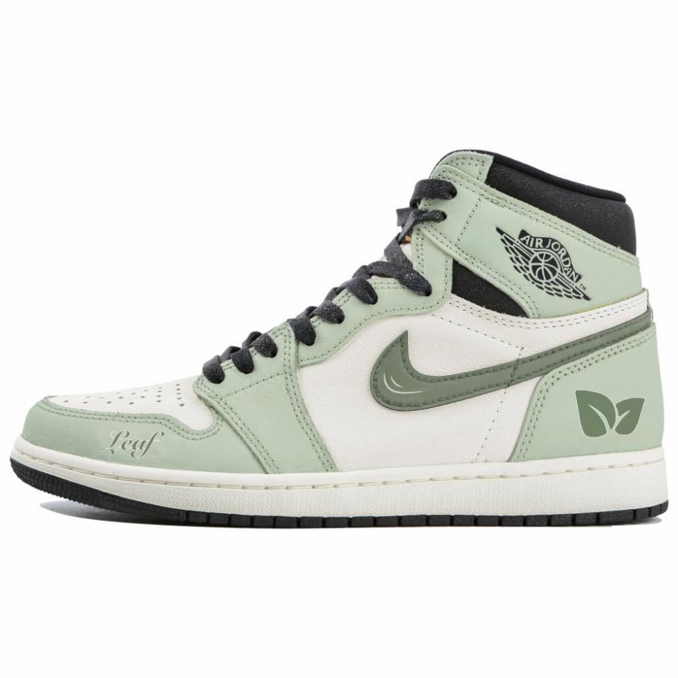 Jordan Air Jordan 1 High-Top Vintage Basketball Shoes Unisex White Green