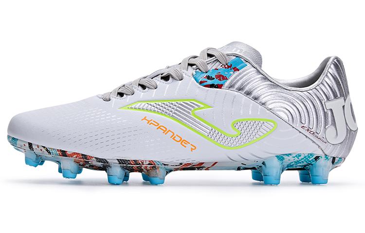 Joma FG Rubber Long Studs Anti-Slip Wear-Resistant Soccer Shoes Men's White Silver
