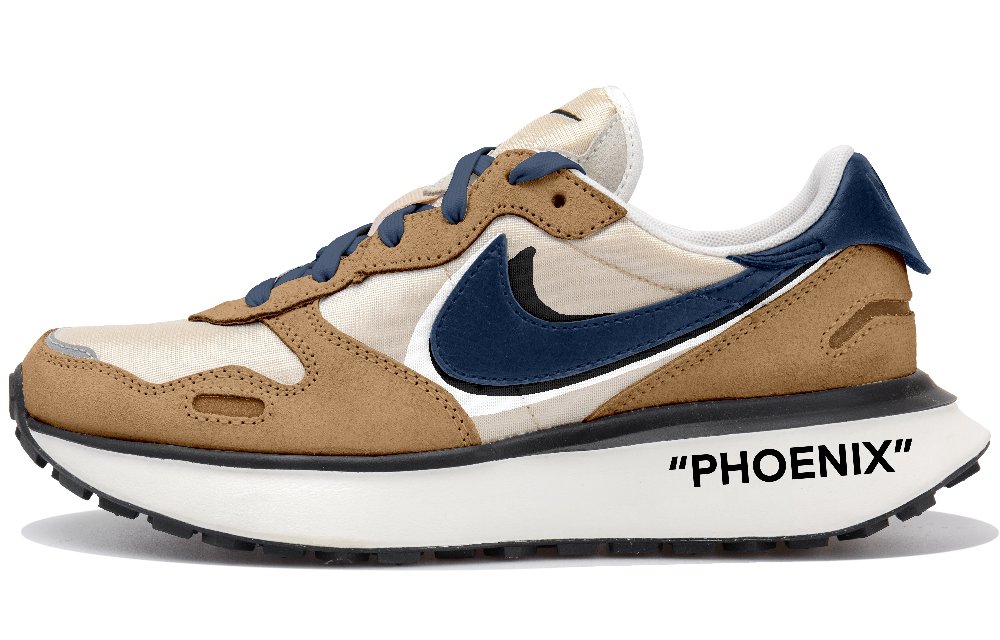 Nike Phoenix Waffle Breathable Low Top Casual Shoes Women's Beige Blue Brown