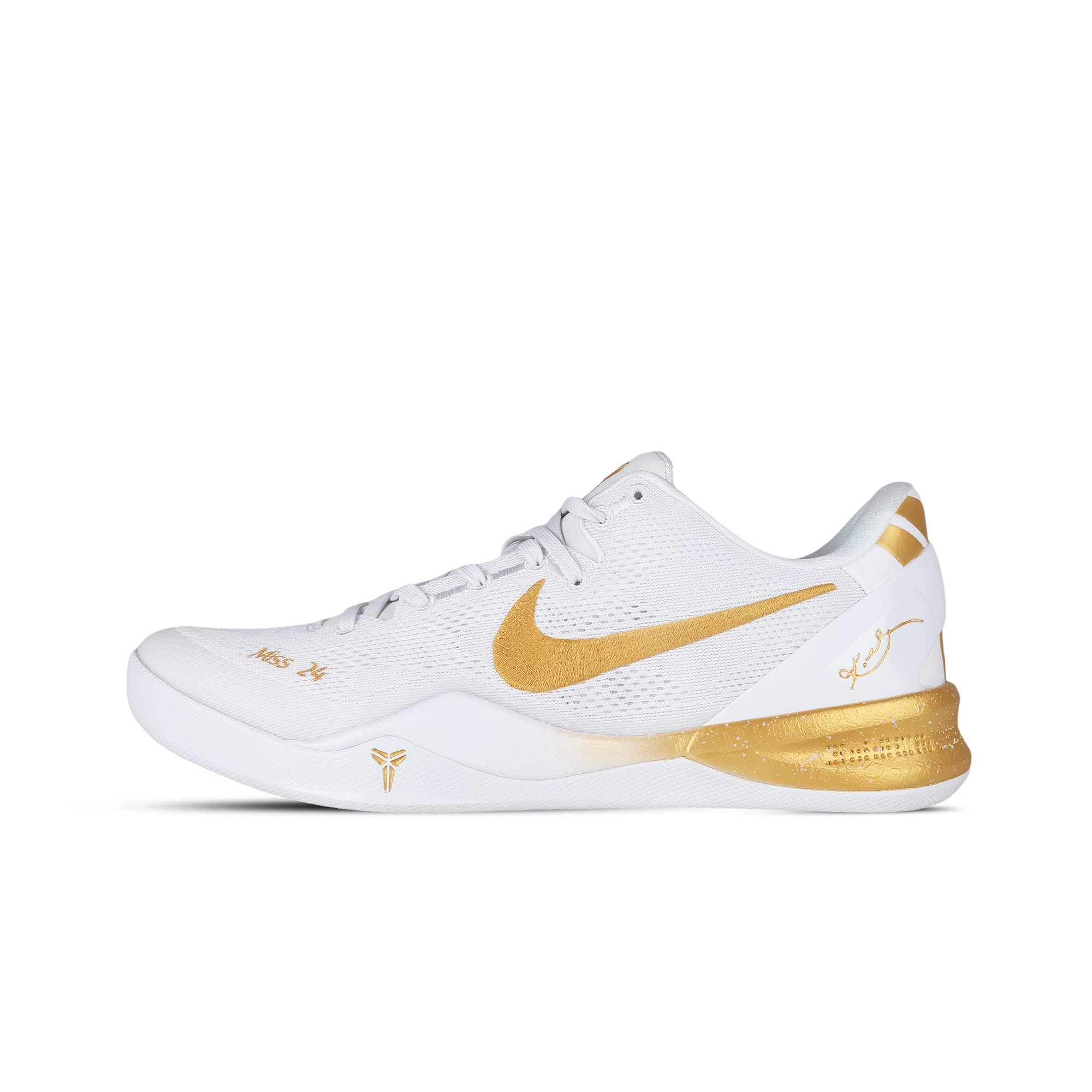 Nike Kobe 8 Cushioning Anti-Slip And Wear-Resistant Low-Top Vintage Basketball Shoes Unisex White Gold