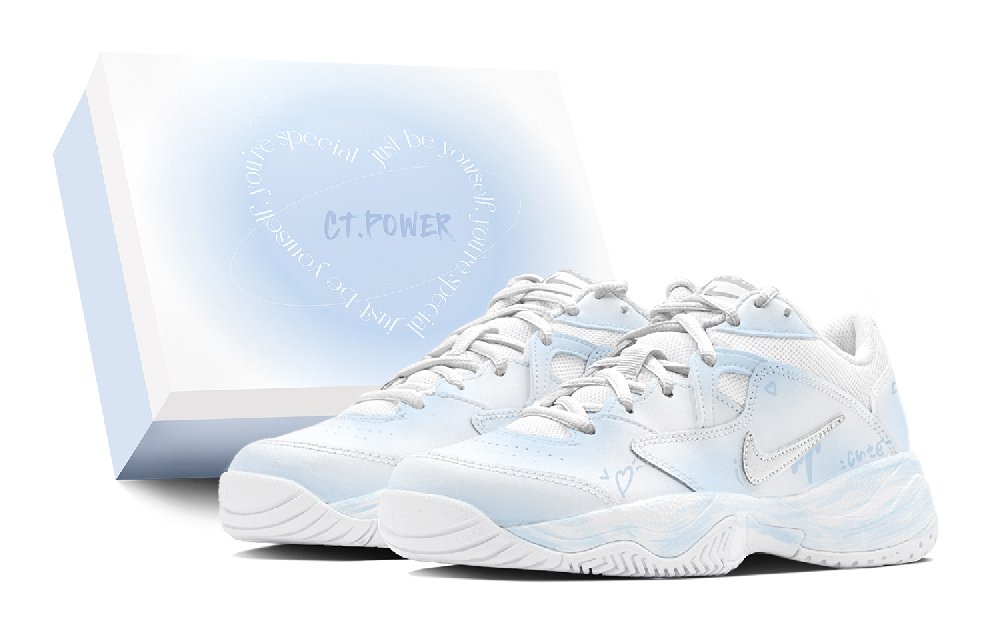 Nike Court Lite 2 Blueberry Sweetheart Anti Slip Wear Resistant Low Top Tennis Shoes Women's Blue White