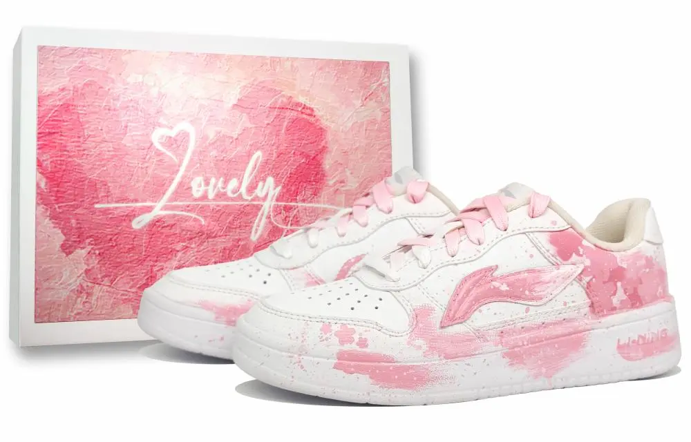 LiNing Pontoon Boats Slip Resistant, Abrasion Resistant, Breathable Low Top Skateboard Shoes Unisex Petal Pink