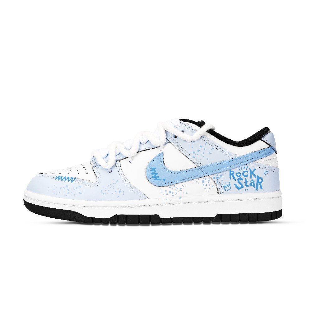 Nike Dunk Black White, Rock Yellow Crown Abrasion Resistant Low Top Skateboard Shoes Unisex Blue White