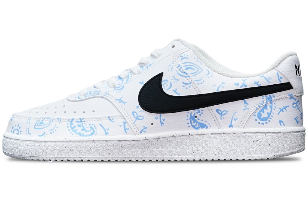 Nike Court Vision 1 Low Low-Top Skateboard Shoes Men's Black White Blue