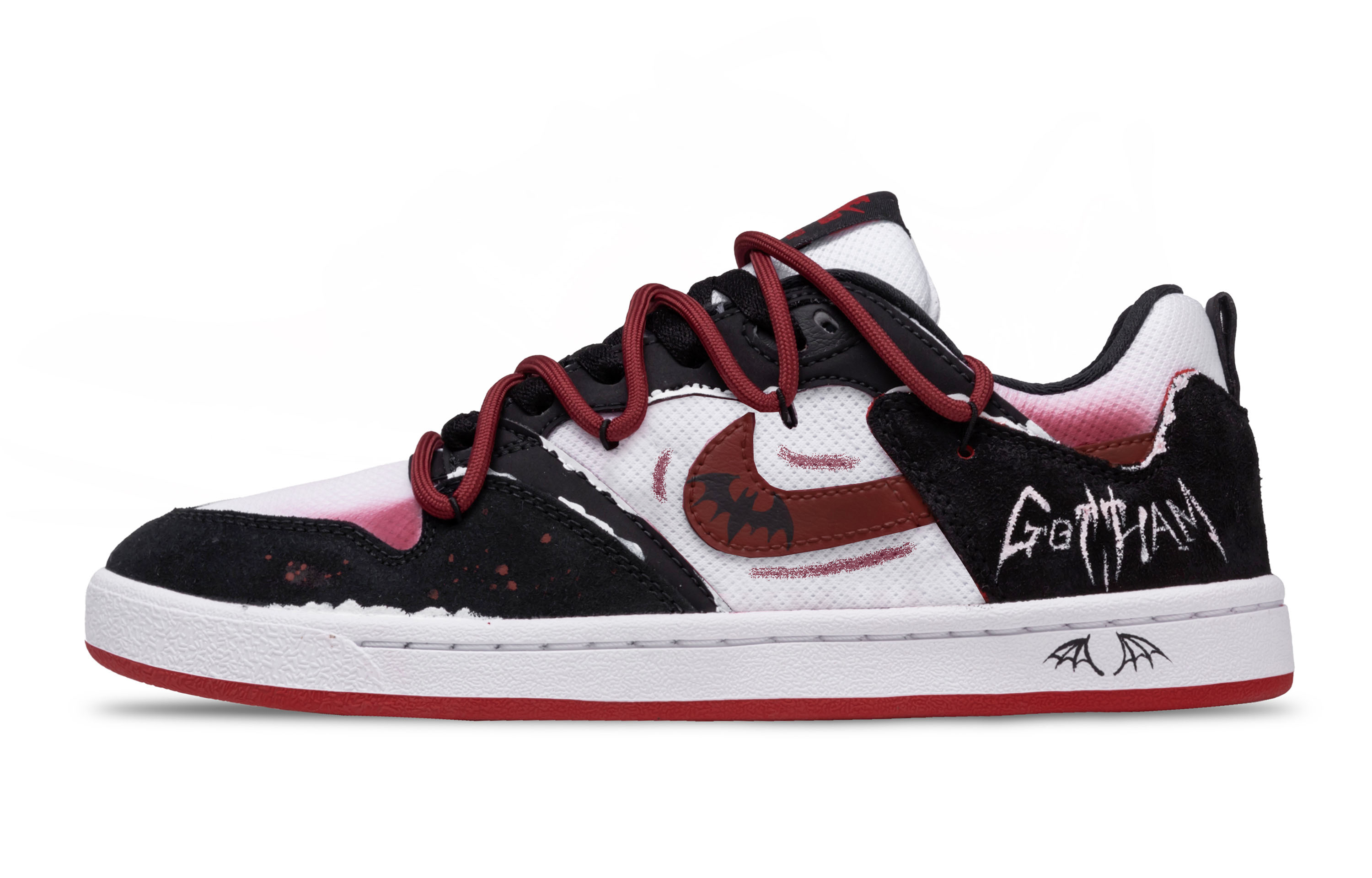 Nike SB Alleyoop Crimson Night Walk Abrasion Resistant Low Top Skateboard Shoes Unisex Black Red