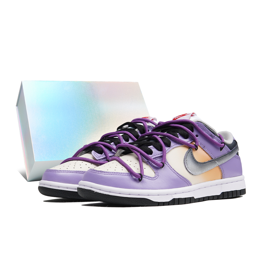 Nike Dunk Low ESS Abrasion Resistant Slip Resistant Low Top Skateboard Shoes Women's Purple Silver