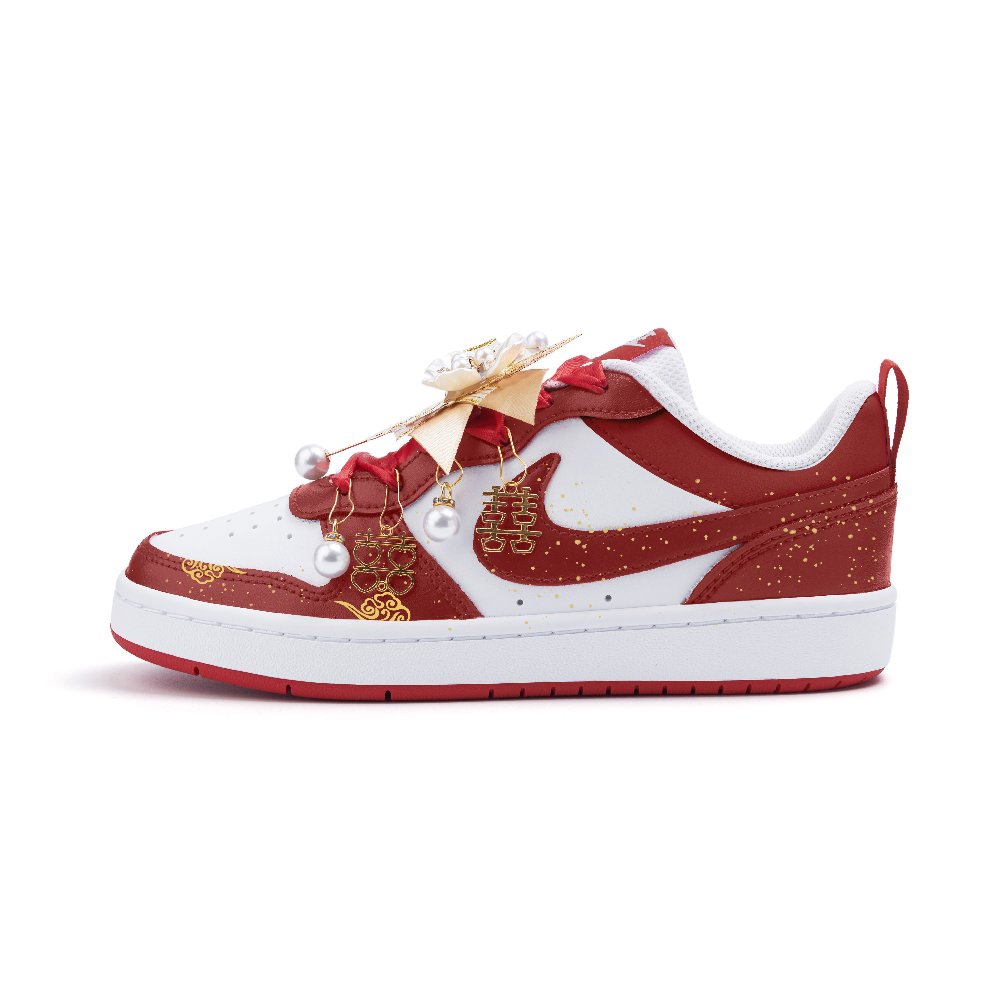 Nike Court Borough 2 Cushioning, Wear Resistant Low Top Skateboard Shoes Women's Red