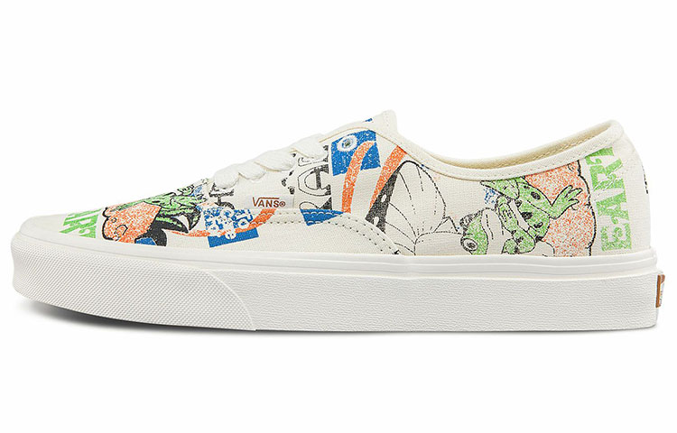 Vans Authentic Low Tops Casual Skateboarding Shoes Multi Color Funny Printing Unisex 'White Black Blue'