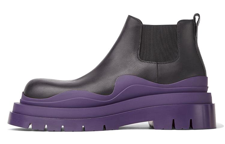 Bottega Veneta Tire Chelsea Ankle Length Chelsea Boots Men's Black Purple