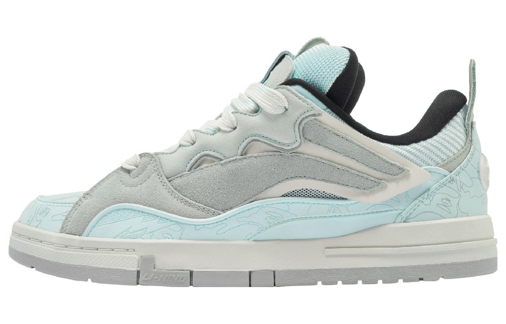 Aape x LiNing Wave Anti-Slip Wear-Resistant Low-Top Skateboard Shoes Women's Gray Blue