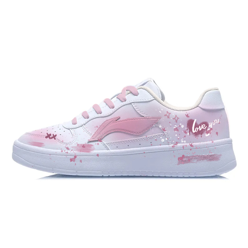 LiNing Pontoon Boats Abrasion Resistant Lightweight Slip Resistant Low top Skateboard Shoes Women's Pink