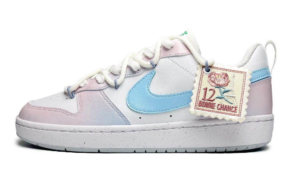 Nike Court Borough Colorful Roses Low-Top Skateboard Shoes GS Blue Pink