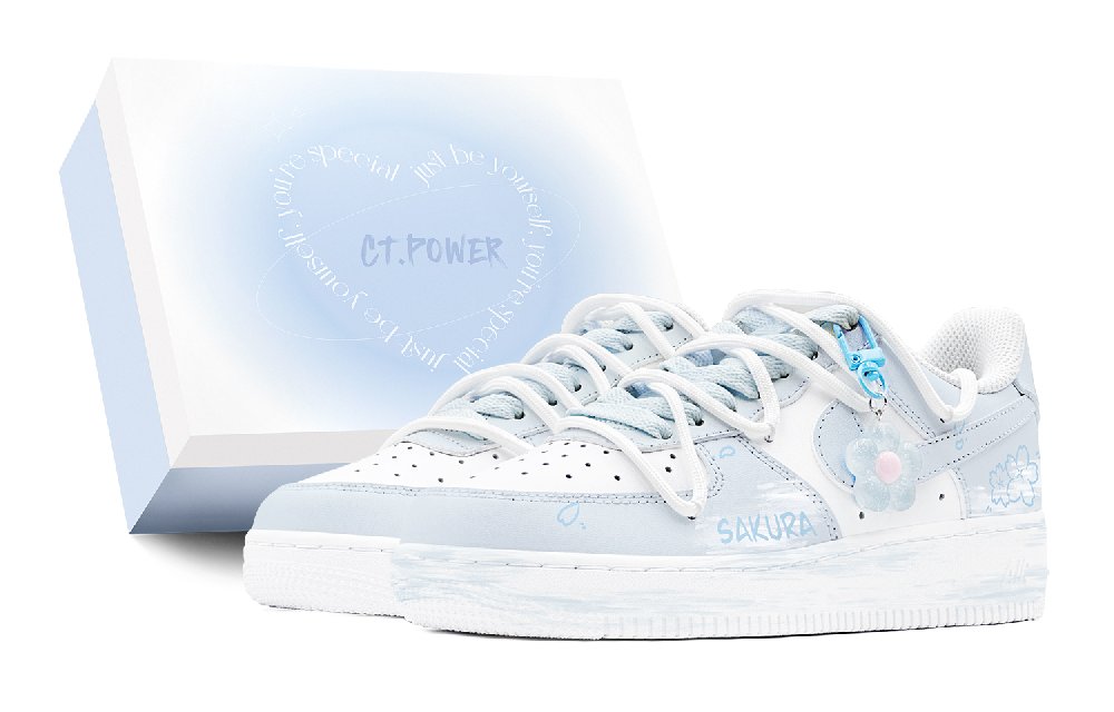 Nike Air Force 1 Low Anti-Slip Wear-Resistant Low-Top Skateboard Shoes Women's Blue White