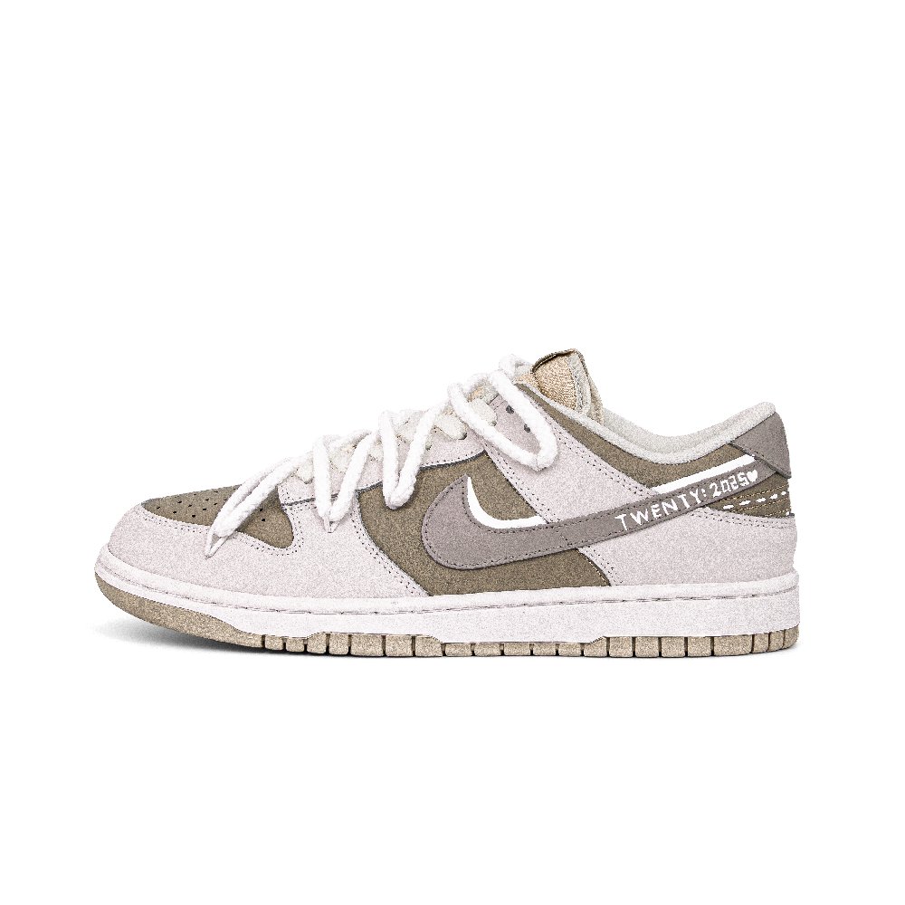 Nike Dunk Slip-Resistant Low-Top Skateboard Shoes Unisex Beige Brown