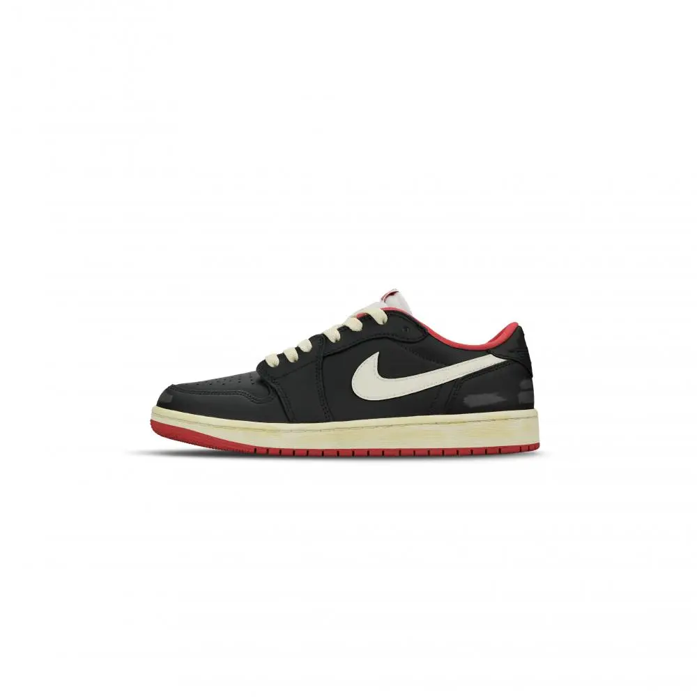 Jordan Air Jordan 1 Abrasion Resistant Low top Vintage Basketball Shoes Unisex Black White Red