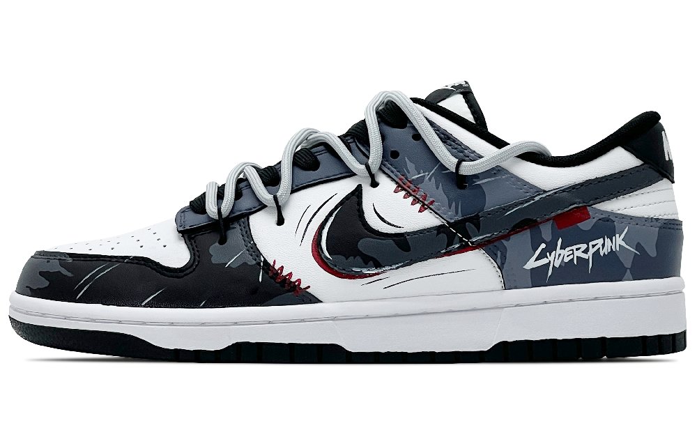 Nike Dunk Abrasion Resistant Low Top Skateboard Shoes Unisex Black Blue Red