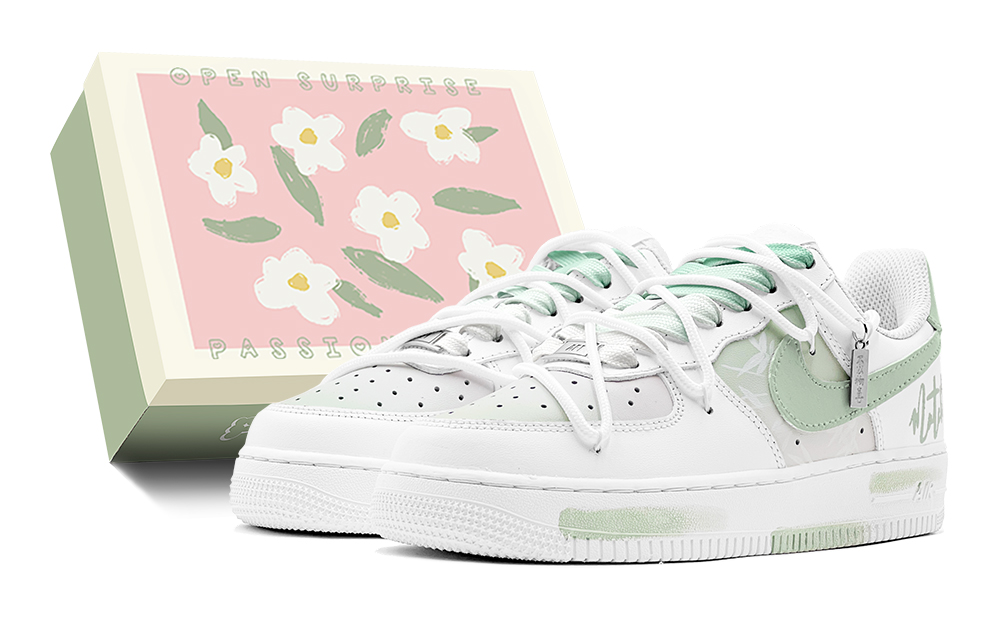 Nike Air Force 1 Slip Resistant Low Top Skateboard Shoes GS Green White