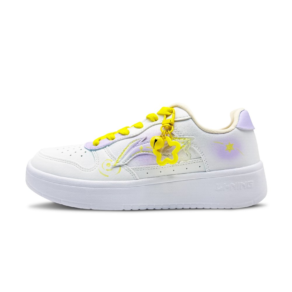 LiNing Pontoon Boats Slip Resistant, Abrasion Resistant, Lightweight Low Top Skateboard Shoes Women's Yellow White