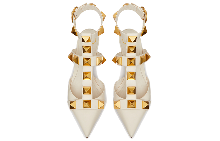 Valentino Roman Stud Garavani Cone Heel High Heels 4cm Women's Light Ivory