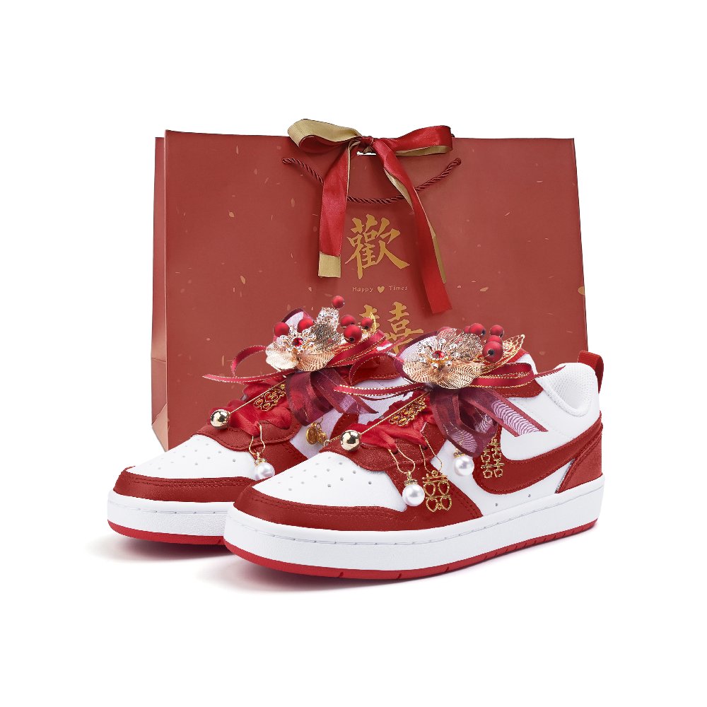 Nike Court Borough 2 Cushioning, Wear Resistant Low Top Skateboard Shoes Women's Red