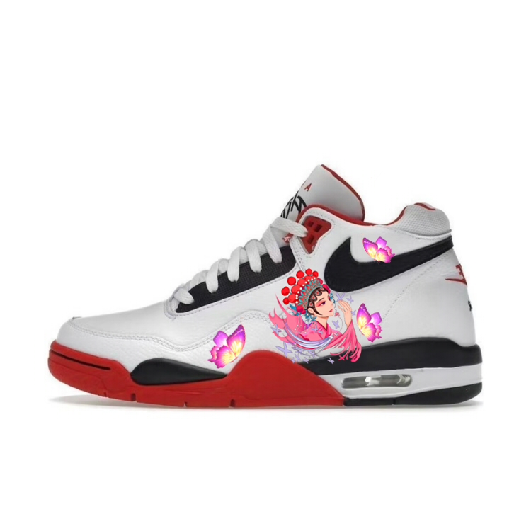 Nike Flight Legacy Cushioning Mid-Top Vintage Basketball Shoes Unisex Red White