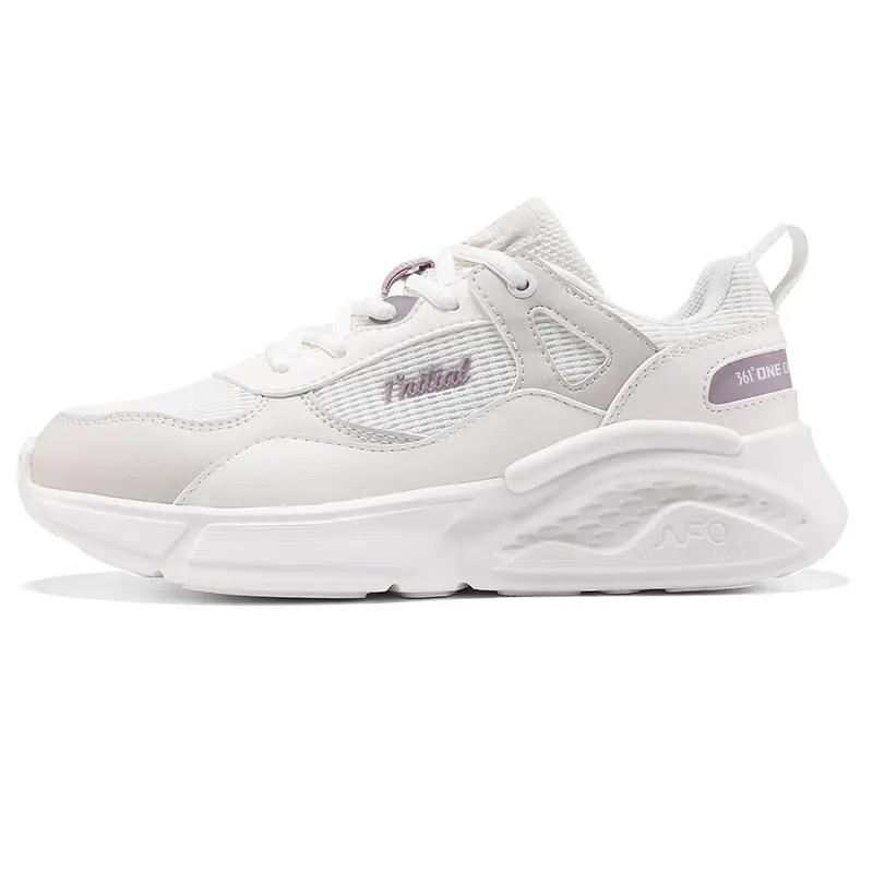 361° Cushioning And Breathable Low Top Casual Running Shoes Women's White Pink Purple