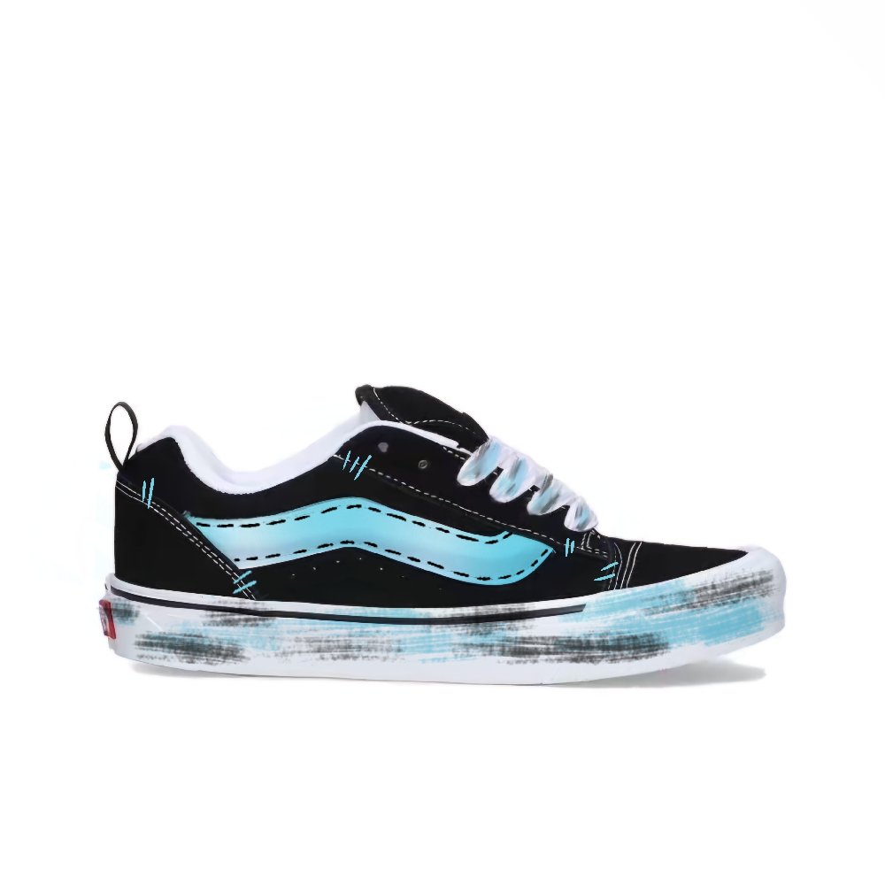 Vans Knu Skool Coverage Slip Resistant And Abrasion Resistant Low Top Skateboard Shoes Unisex Black White Blue