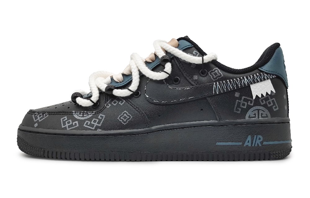Nike Air Force 1 Low LE Low-Top Skateboard Shoes GS Black Silver