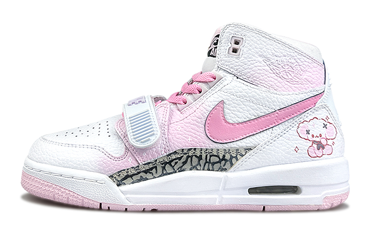 Jordan Legacy 312 Cushioned Wear-Resistant Slip-Resistant High-Top Vintage Basketball Shoes Women's Pink White