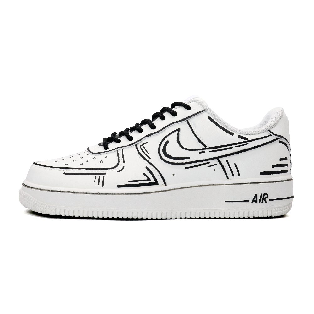Nike Air Force 1 Fallen Universe Anti-Slip Wear-Resistant Low-Top Skateboard Shoes Unisex Black White