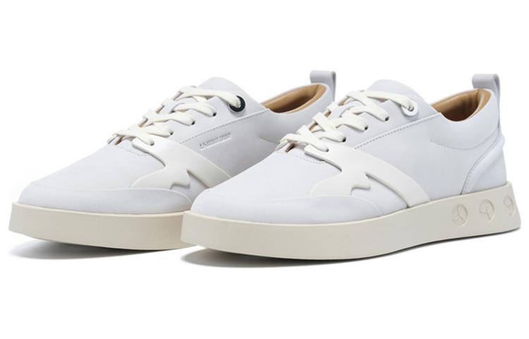 LI NING 1990 Slip Resistant, Abrasion Resistant, Lightweight Low Top Skateboard Shoes Women's Ecru