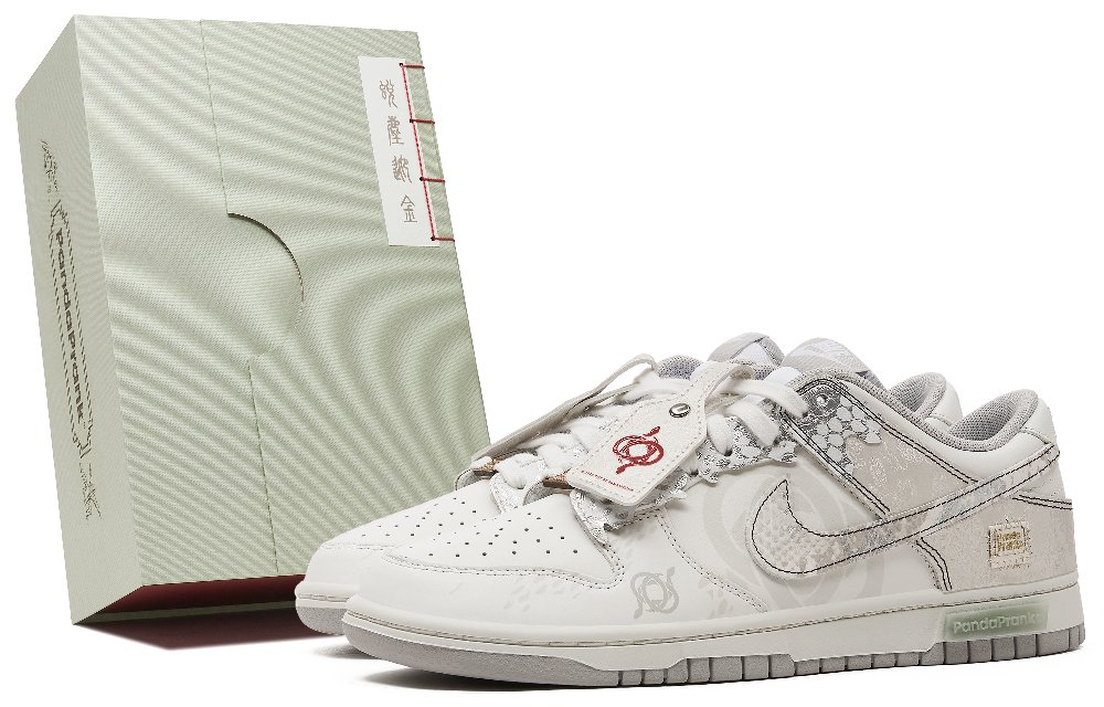 Nike Dunk Anti-Slip Wear-Resistant Low-Top Skateboard Shoes Men's Silver Gray