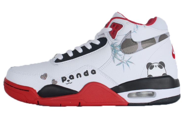 Nike Flight Legacy Cute National Treasure Bamboo Forest Panda Mid-Top Vintage Basketball Shoes Men's Red White