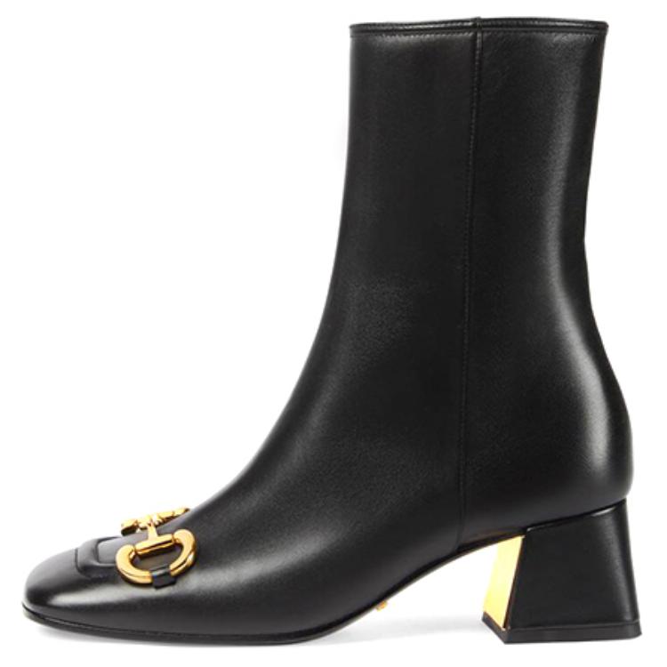 GUCCI Horsebit 55mm Ankle Boot Black Leather Women's