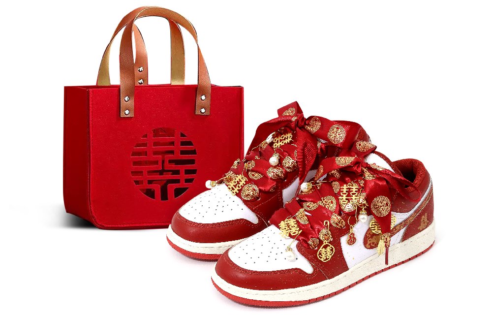 Jordan Air Jordan 1 Low Top Vintage Basketball Shoes Unisex Red White