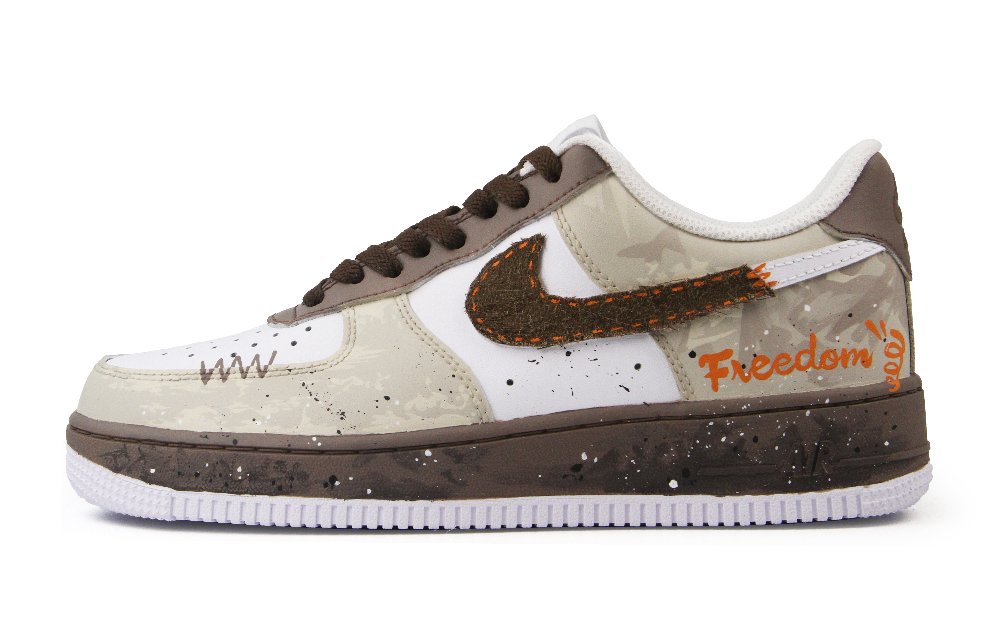 Nike Air Force 1 Anti-Slip Wear-Resistant Low-Top Skateboard Shoes Unisex White Brown