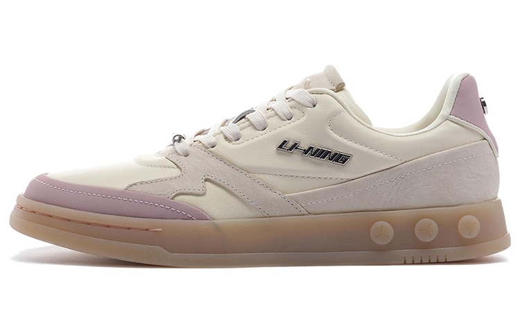 LI NING 1990 Classic Collection Skateboard Shoes Women's Low Top Light Ancient Yellow/Light Mauve Purple