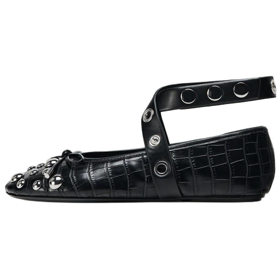 ZARA Casual Single Shoes 0.5cm Women's Black