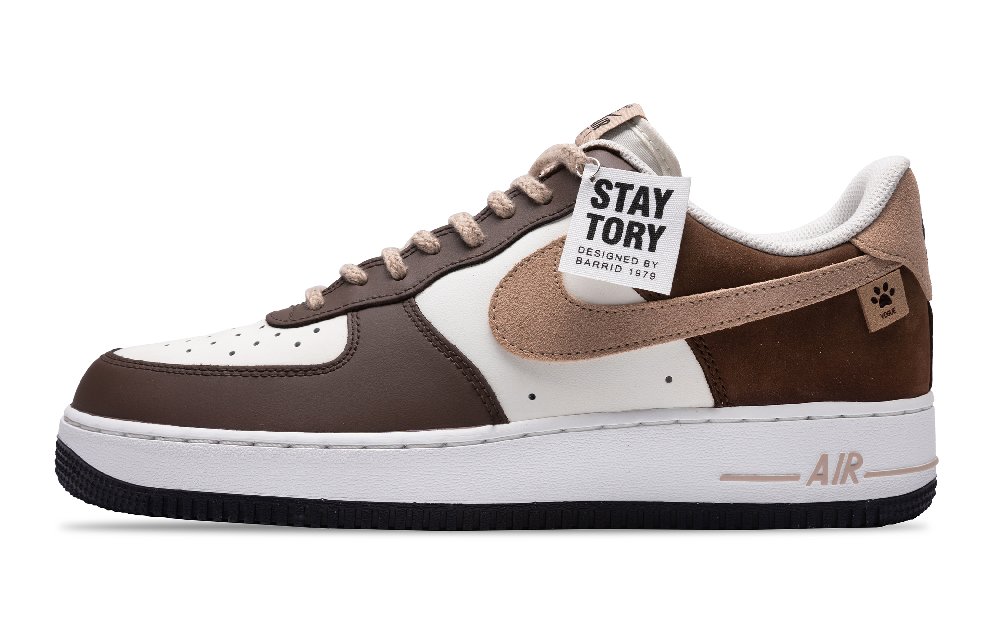 Nike Air Force 1 Anti Slip Wear Resistant Low Top Skateboard Shoes Unisex Brown White