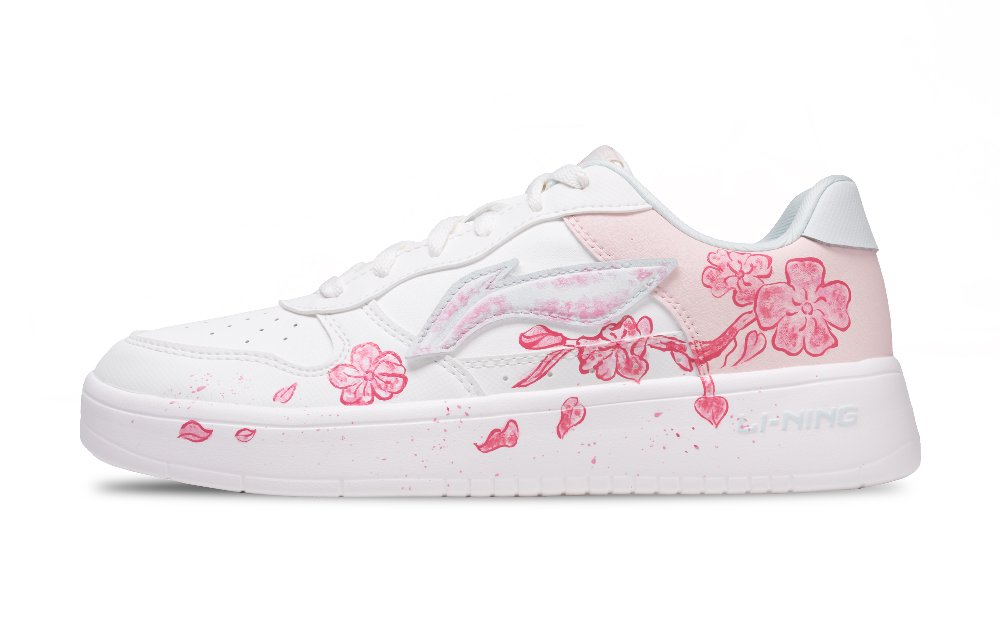 LiNing Pontoon Boats Slip Resistant, Abrasion Resistant, Breathable Low top Skateboard Shoes Women's Pink White