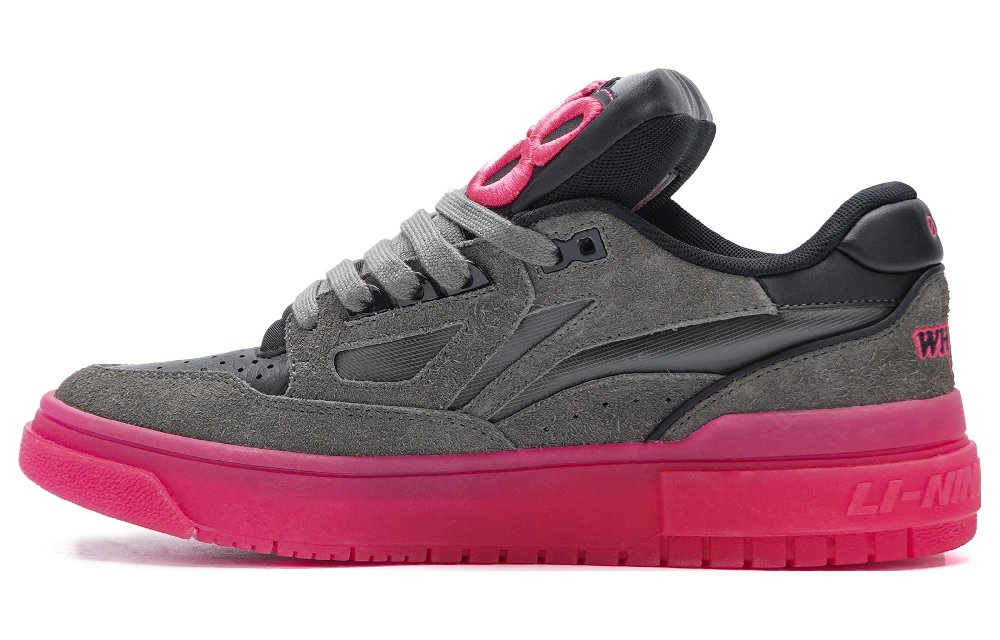 WHOOSIS x LiNing Rookie Anti Slip Wear Resistant Low Top Skateboard Shoes Men's Purple Gray