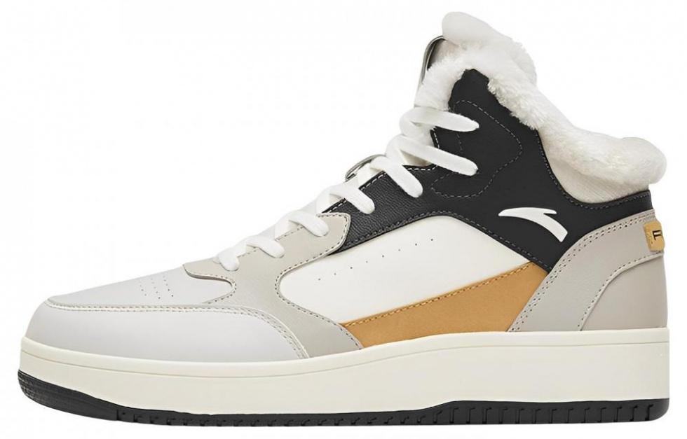 Anta Thermal Abrasion Resistant High Top Skateboard Shoes Men's Gray White