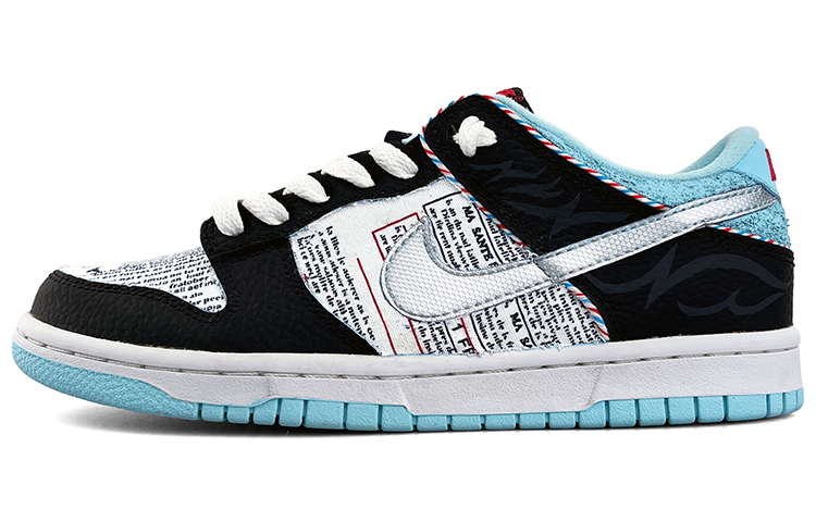 Nike Dunk Low Anti Slip Wear Resistant Low Top Skateboard Shoes GS Black Blue
