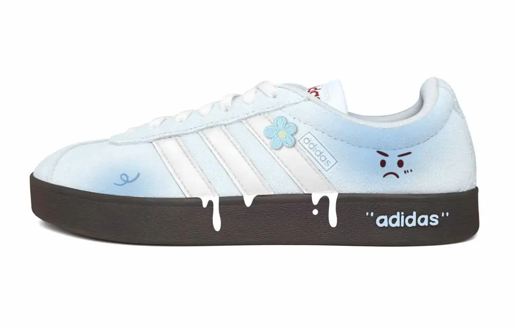 Adidas VL COURT 2.0 Steam Rose, Blueberry Cheese Pie Abrasion Resistant Low Top Skateboard Shoes Unisex Blue White