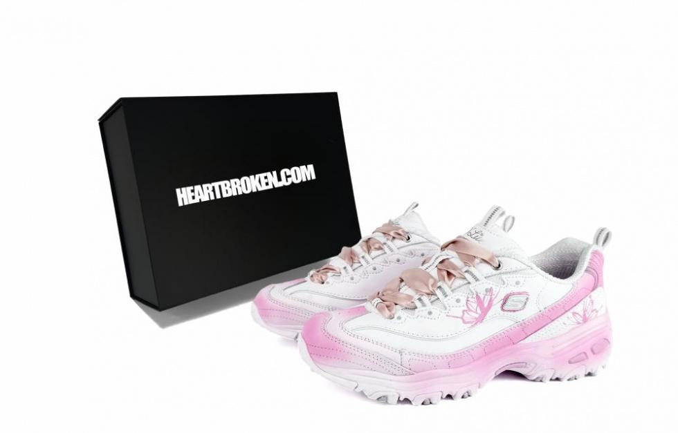 Skechers DLITES Anti-Slip Wear-Resistant Low-Top Chunky Sneakers Women's Pink White
