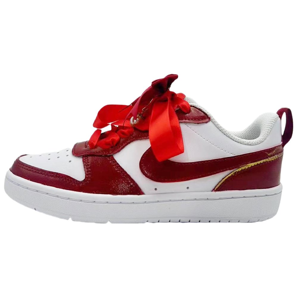Nike Court Borough Bowknot Anti Slip Wear Resistant Low Top Skateboard Shoes Women's Red