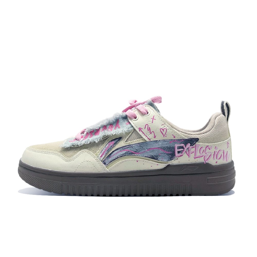 LiNing Qingyun Coverage Abrasion Resistant Low Top Skateboard Shoes Men's Pink