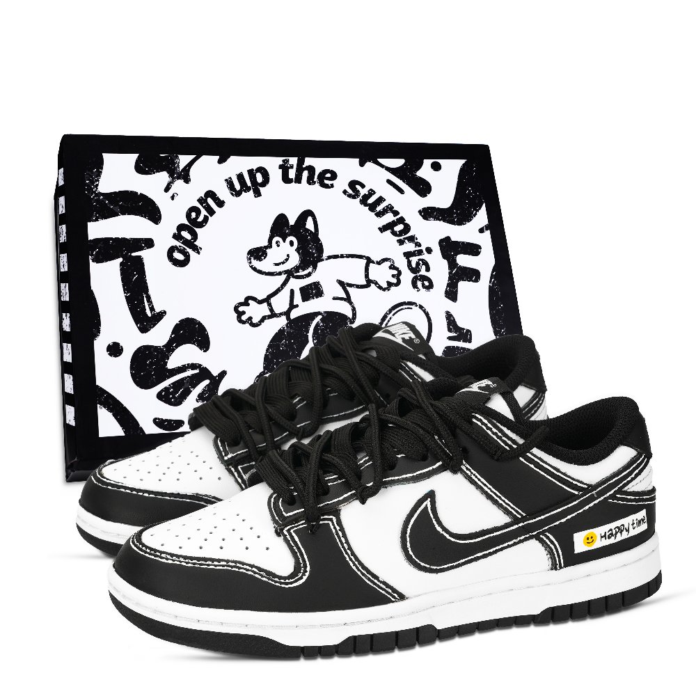 Nike Dunk Panda, Happy Moments Abrasion Resistant Low Top Skateboard Shoes Unisex Black White