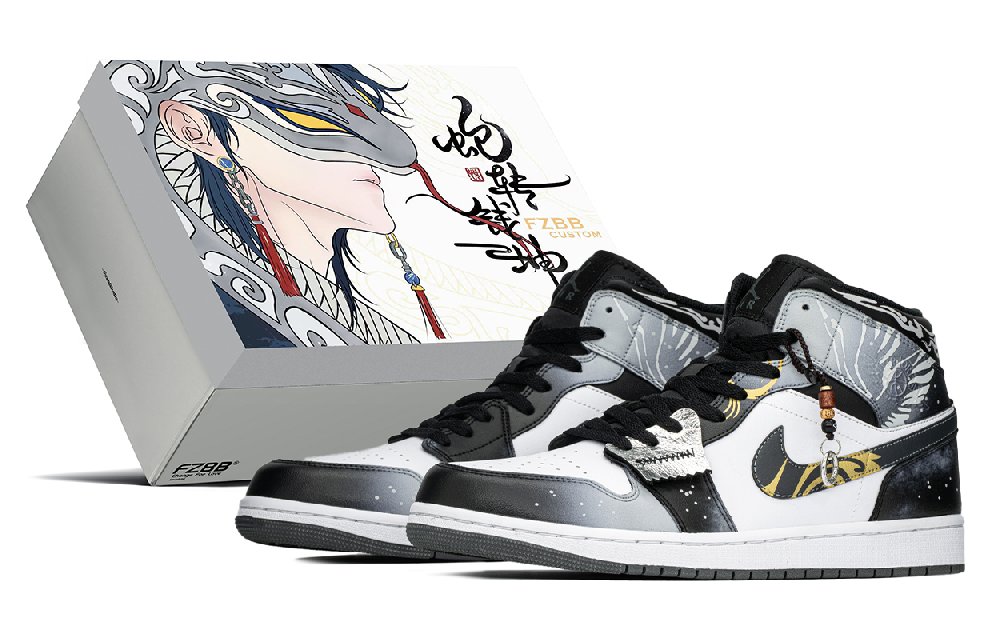 Jordan Air Jordan 1 Abrasion Resistant Mid Top Vintage Basketball Shoes Men's Black White